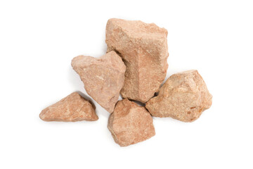 Red cosmetic clay in pieces