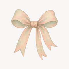 Fototapeta premium Elegant pastel ribbon bow illustration.