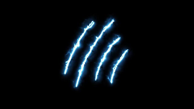 Blue color claw scratch effect animation isolated on black background