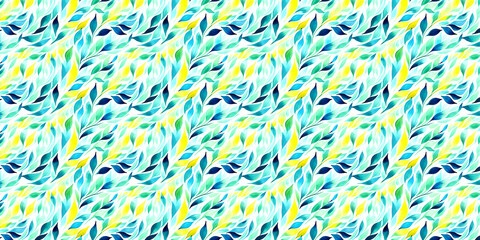 Hand-painted watercolor leaves seamless pattern with vibrant colors