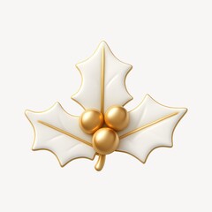 Naklejka premium Elegant golden holly leaf illustration.