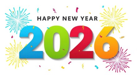 Elegant happy new year background with golden fireworks and glitter on dark blue backdrop