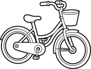 bicycle with a basket Simple outline drawing
