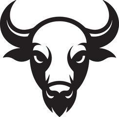 Bold black and white bison head silhouette