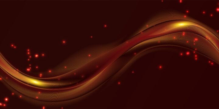 Luxury red background with golden wave lines elegant and lighting effect sparkle. Award luxury design concept. Vector illustration - Powered by Adobe