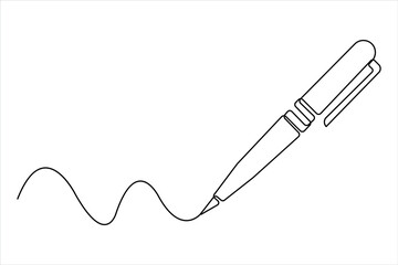 Continuous one line art drawing of Pen design. pen line art design for simple vector illustration