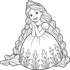 Charming princess in a flowing gown with long hair