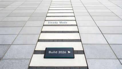 Fototapeta premium Strict upward track of rectangular tiles with directional arrow