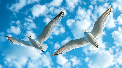 seagulls in the sky