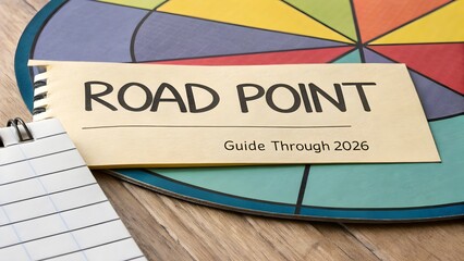 A colorful road map design showing outward lanes and directions