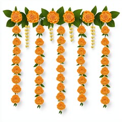 Floral Garland's Beauty: A stunning display of floral garlands and lush leaves create a harmonious and elegant visual, perfect for celebrating an event.