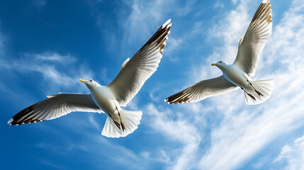 seagulls in flight