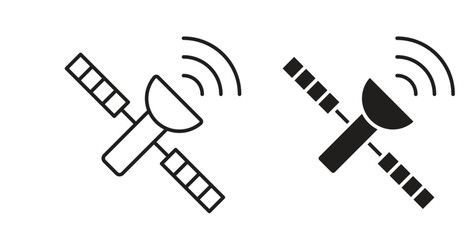 Obraz premium Satellite icons set isolated on white background flat vector illustration.