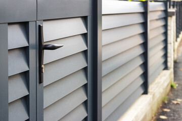 Modern Aluminum Fence with Horizontal Slats	