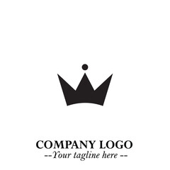 Obraz premium Elegant Black Crown Logo Symbol on a Clean White Background for Premium Branding Design
