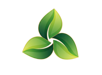 Abstract Green Three Petal Swirl Logo Design With Golden Outline And Yellow Green Gradient On Black Background