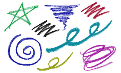 Obraz premium Collection of Chalk Strokes and Swirls in Various Colors