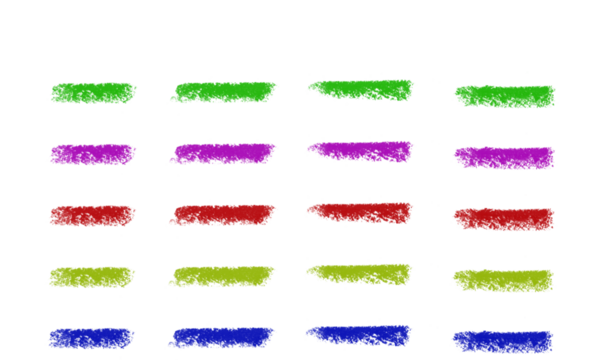 Chalk style brush strokes collection in different colors