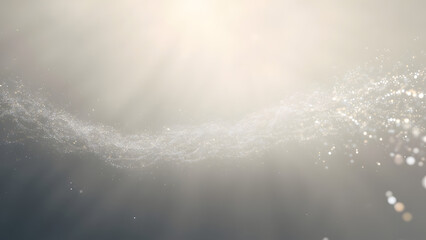 Abstract binary code particles drifting across a soft neutral gradient background. Clean minimal layout with abundant room for text or design.