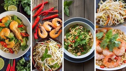 Assortment of Shrimp Dishes with Fresh Ingredients Culinary Delights