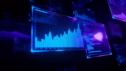 Floating digital data charts - Powered by Adobe