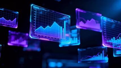 Floating digital data charts - Powered by Adobe