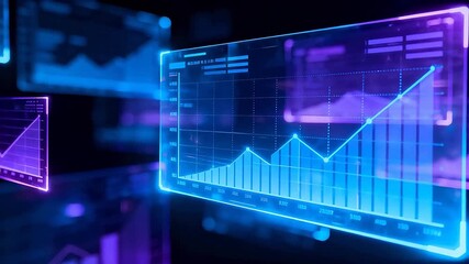 Digital data charts with glowing lines - Powered by Adobe