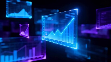 Digital financial charts with glowing lines - Powered by Adobe