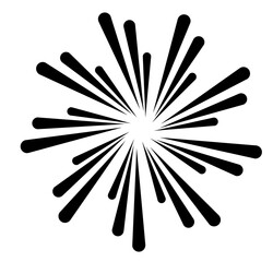 Black radial burst shape with tapered rays