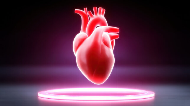 Ai diagnostics cardiology digital interface heart glowing red medical technology futuristic health anatomy organ vascular - Powered by Adobe