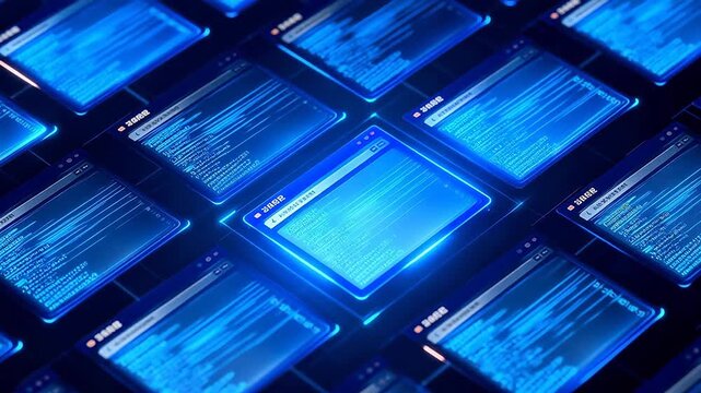 Grid of digital interface windows