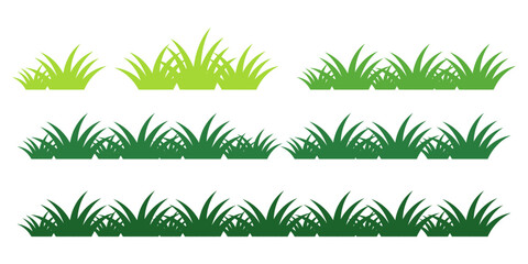 Green grass illustration in flat style. Flower and wild grass plant design	