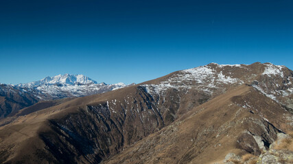 landscape climbing poggio croce during winter, italy