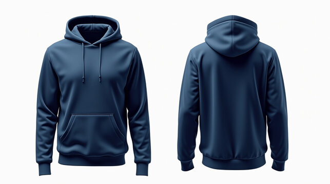 Navy hoodie isolated on white background	