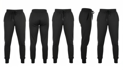 Black joggers, athletic wear for women, sporty apparel, comfortable workout clothes, elastic waist for lounging and exercise