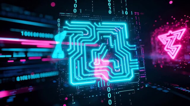 Neon circuit board design with binary code