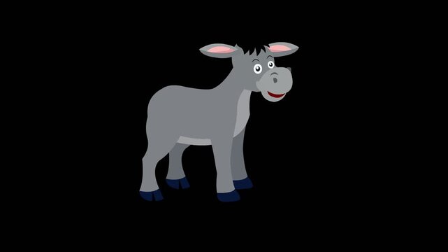 Cartoon Donkey Standing Upright, Cute Animal Character for Kids and Family Scenes