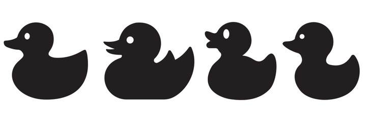 Rubber Duck Silhouette Icon Set – Classic Bath Toy Vector Collection for Kids, Apps & Minimal
 Branding