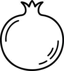 Minimalist hand drawn pomegranate outline icon vector