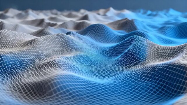 Digital landscape with grid pattern