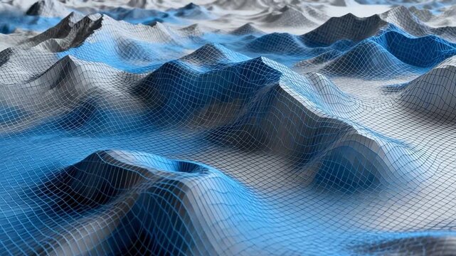 Digital landscape with grid pattern