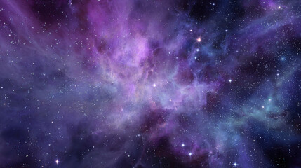 A Galaxy with Bright Nebulae and Scattered Stars in Space