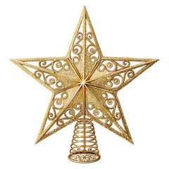 golden designer  star for decoration in festival isolated on a white background