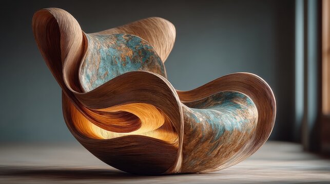 Unique modern chair design showcasing wood craftsmanship and artistic flair