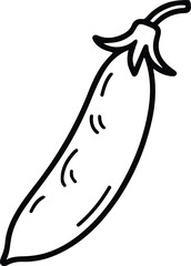 Minimalist hand drawn snow pea outline icon vector