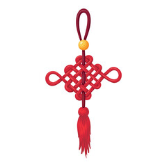 A traditional Chinese red Lunar New Year hanging decoration, symbolizing good luck and prosperity, brightens up the festive atmosphere.