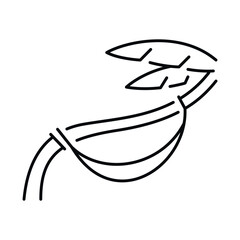 Tropical vacation icon featuring a hammock and palm leaves symbolizing relaxation on a sunny beach