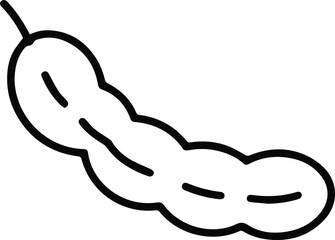 Minimalist hand drawn tamarind pod outline icon vector