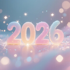 Pastel-themed gentle and dreamy 2026 New Year design.