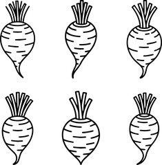 Set of Minimalist hand drawn taro root outline icon vector